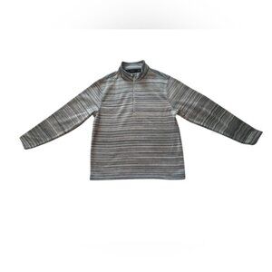 Walter Hagen Mens size large blue and grey Striped Quarter-Zip Pullover golf